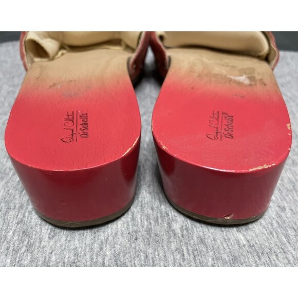 Dr Scholls Classic Original Collection Size 9 Wooden Sandals Red Ombré Leather - Picture 3 of 16